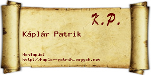Káplár Patrik névjegykártya